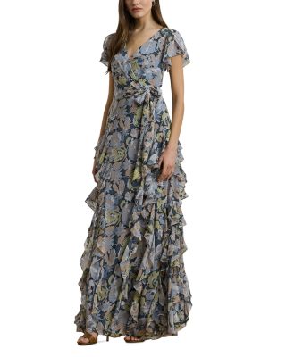Ralph Lauren - Floral Ruffle Trim Georgette Gown