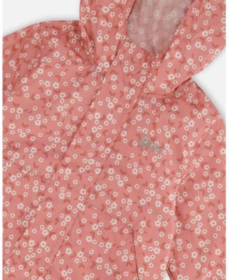 Girls' Printed Packable Windbreaker Small Flowers - Little Kid