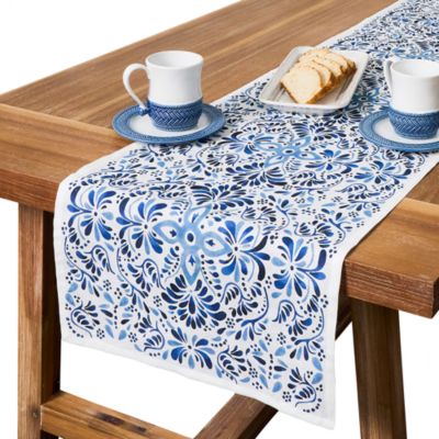 Indigo Iberian Table Runner, 18" x 90"