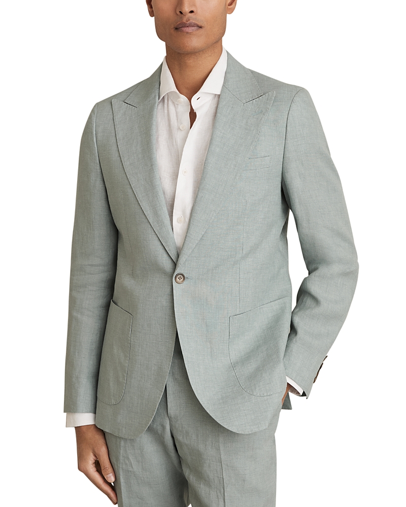 Reiss Linen Notch Lapel Slim Fit Blazer In Ocean Green