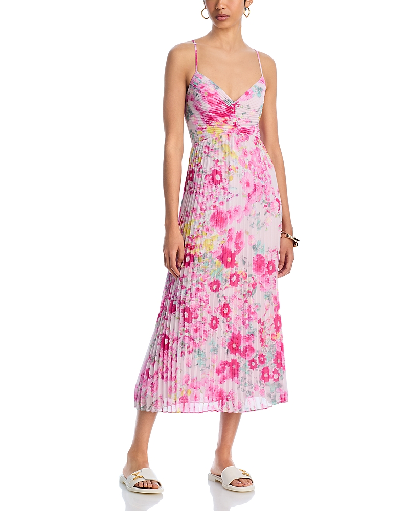 Steve Madden Ray Pleated Floral Chiffon Midi Dress