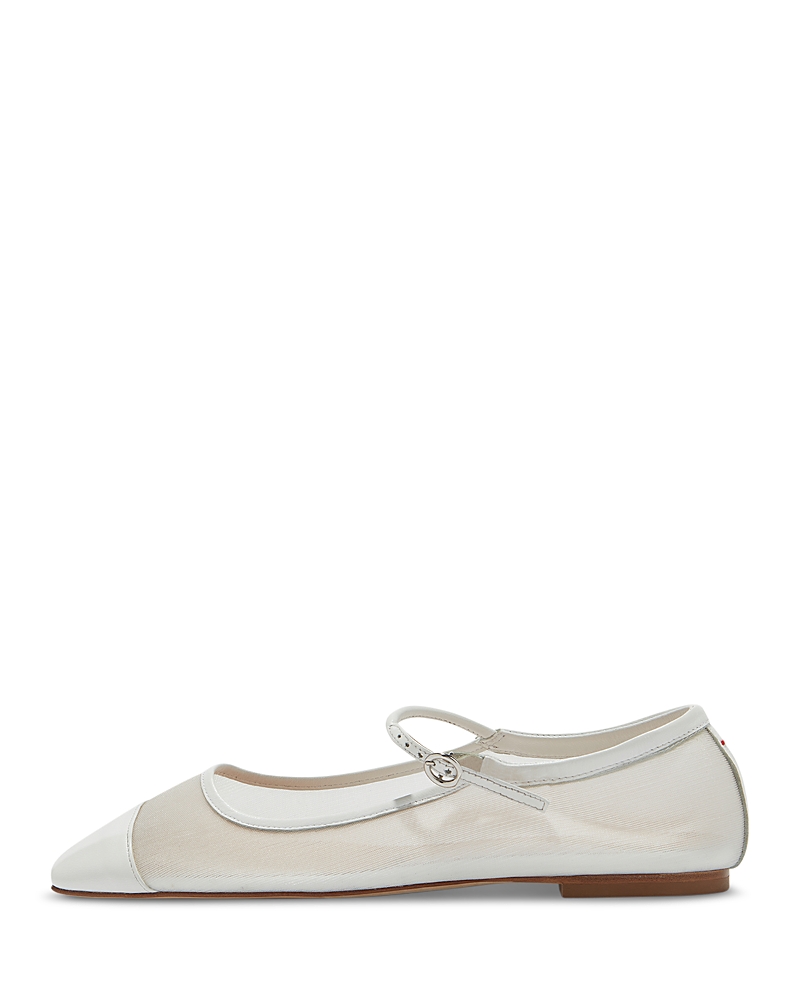 Aeyde Uma Leather Mesh Ballet Flats In White