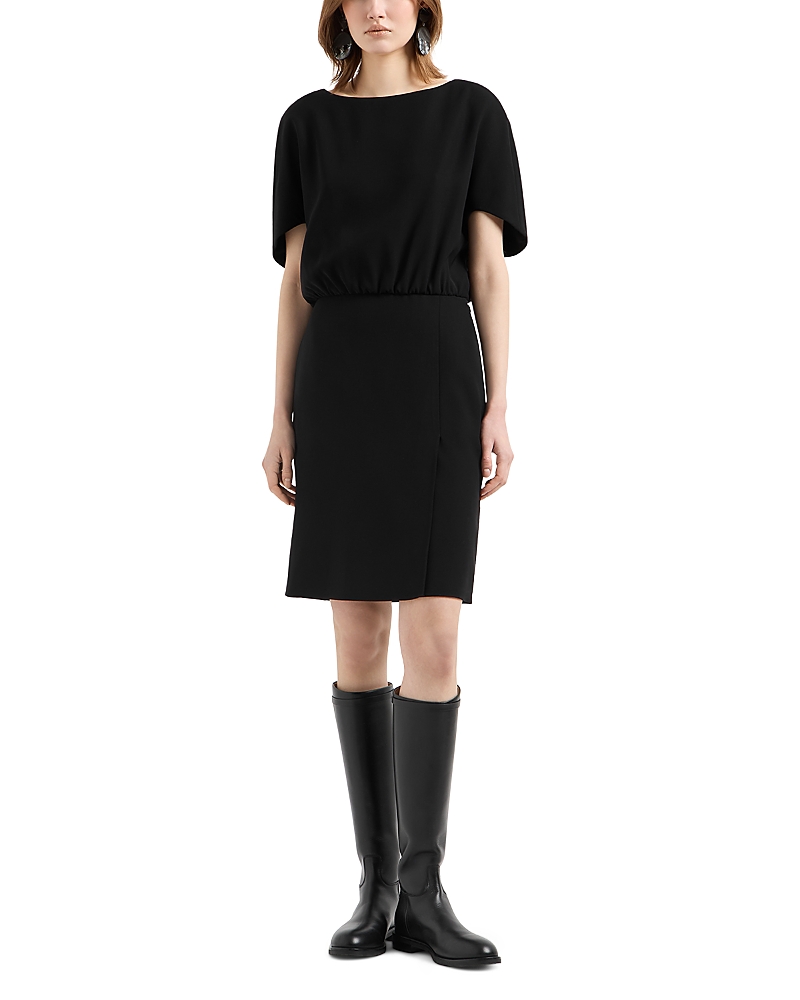 Emporio Armani Technical Cady Dress With Batwing Sleeves In Black