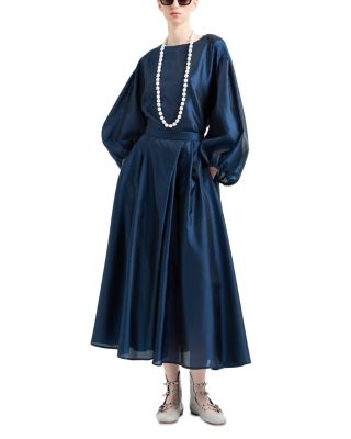 Shiny Muslin Balloon Sleeve Blouse