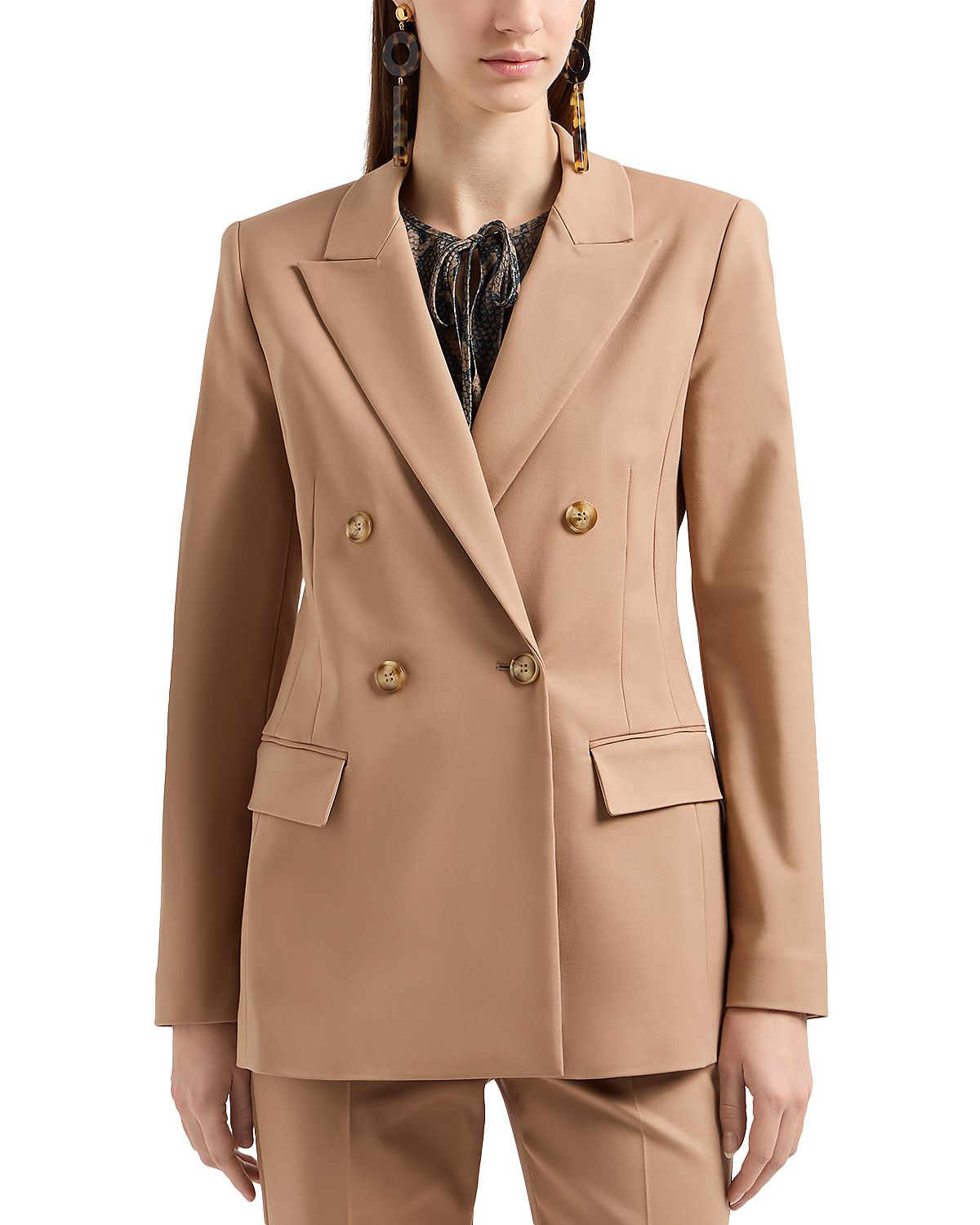 Emporio Armani Stretch Cotton Double Breasted Blazer