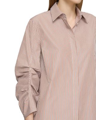 Ruched Sleeve Shirt Dress