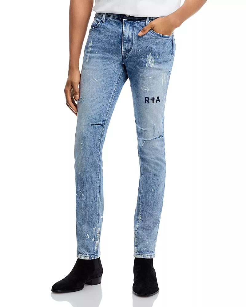 Rta Distressed Skinny Jeans in Medium Blue