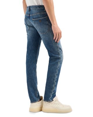 Slim Fit Washed Jeans in Medium Blue