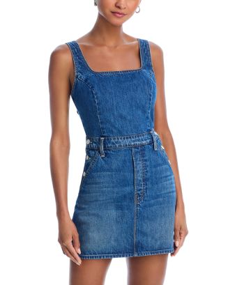 mother denim cover up dress MOTHER The Cover Up Denim Shirt Dress w/ Raw Hem