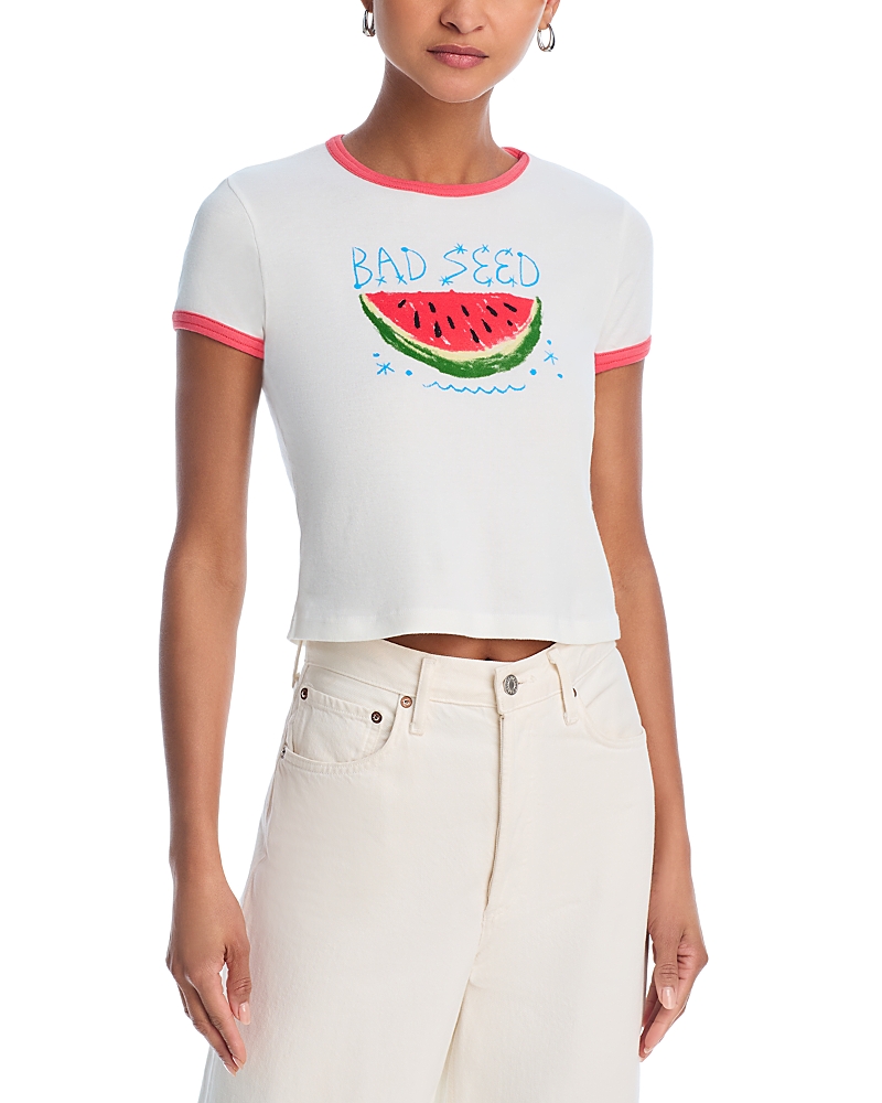 Mother Womens The Itty Bitty Logo-print Short-sleeve Cotton-jersey T-shirt Bad Seed