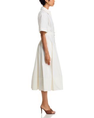 Deanna Short Sleeve Belted Poplin Midi Dress