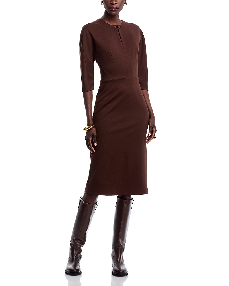 Fabiana Filippi Fitted Midi Dress With Stylish Cutouts In Burgundy
