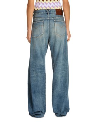Washed 2000s High Rise Barrel Jeans in Medium Blue