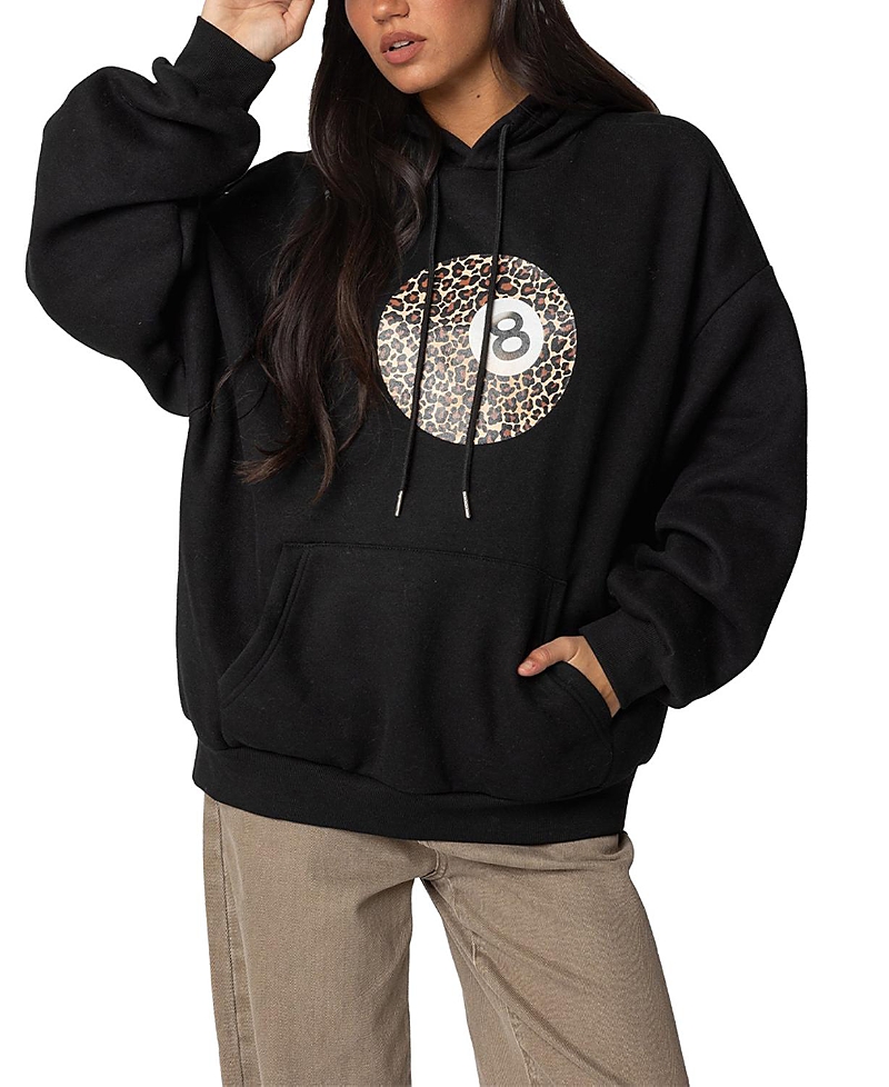 Edikted Leopard 8 Oversized Hoodie In Black