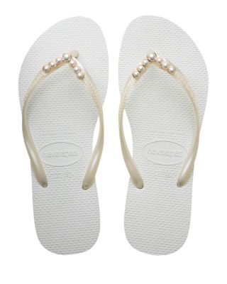 Women's Slim White Flip Flop Sandals
