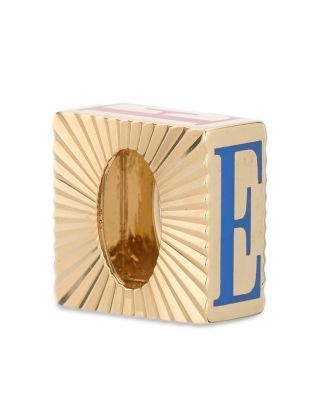9K Yellow Gold Ceramic Initial Fluted Big Bead Pendant