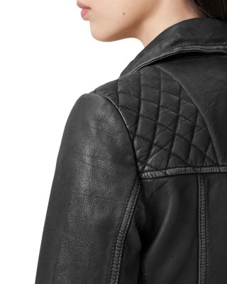 Cargo Distressed Leather Biker Jacket
