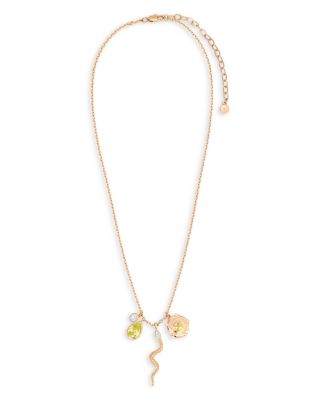 Mixed Cubic Zirconia Multi Charm Snake Pendant Necklace, 16"-19"