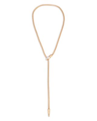 Serpentina Marquise Cubic Zirconia Snake Chain Adjustable Lariat Necklace in 18K Gold Plated, 26"