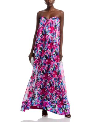 Junji Chiffon Strapless Gown