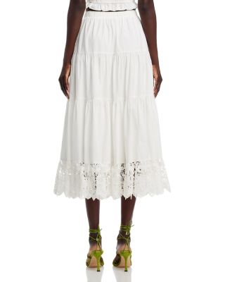 Lace Off The Shoulder Poplin Top & Midi Skirt - Exclusive