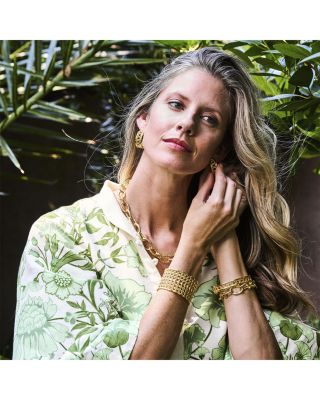 Veranda Caning Cuff Bracelet in 18K Gold Plated