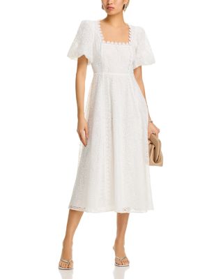 Lace Trim Eyelet Midi Dress - Exclusive