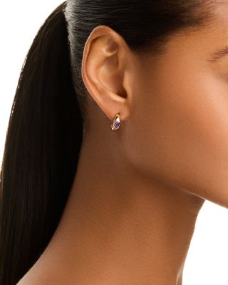 Amethyst Bold Gold J Hoop in 14K Yellow Gold