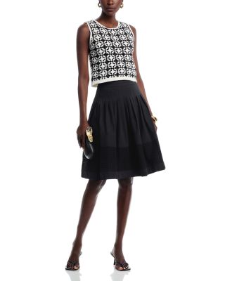 Pleated Embroidered Skirt