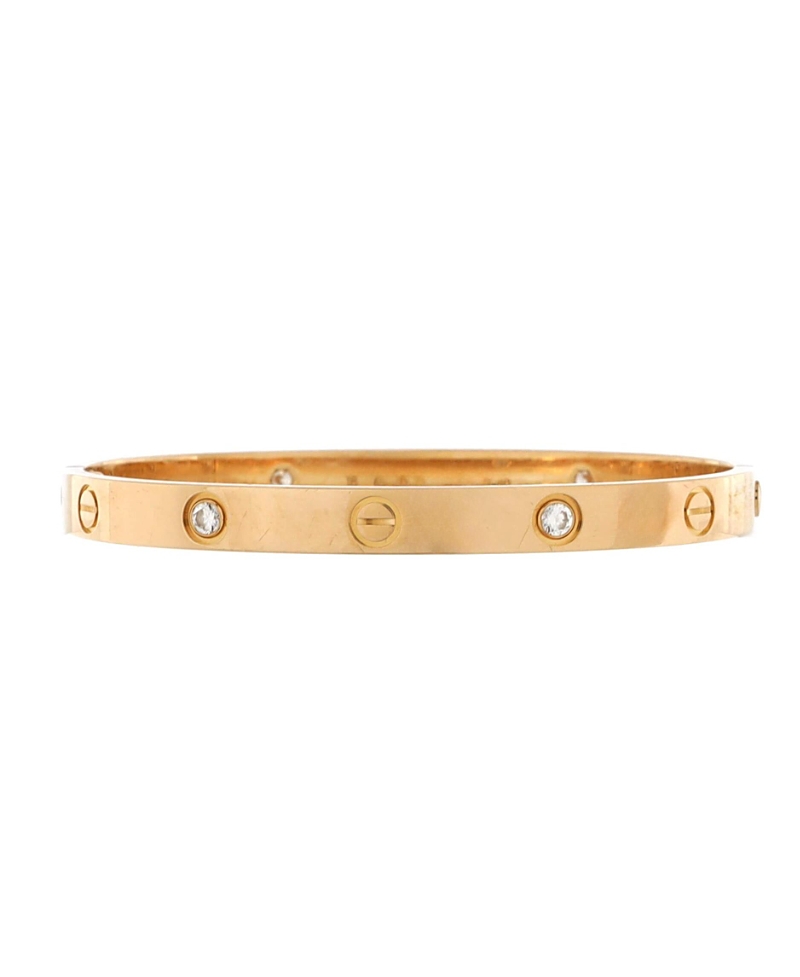 Pre-owned Pre-owned Cartier Cartier Love 4 Diamond Bracelet 18k Gold With Diamonds