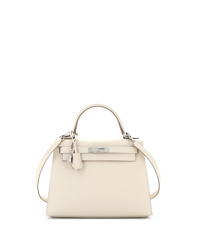 Pre-owned Pre-owned Hermes Hermes Kelly 28 Handbag Light Epsom With Palladium Hardware In Craie