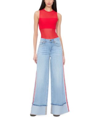 Alice and Olivia Wallie High Rise Wide Leg Jeans in Denim