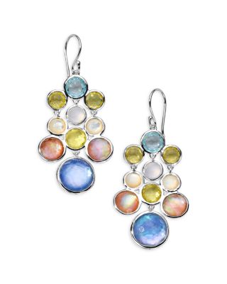 Ippolita Sterling Silver 925 Lollipop Multi Stone Wildflower Chandelier Drop Earrings