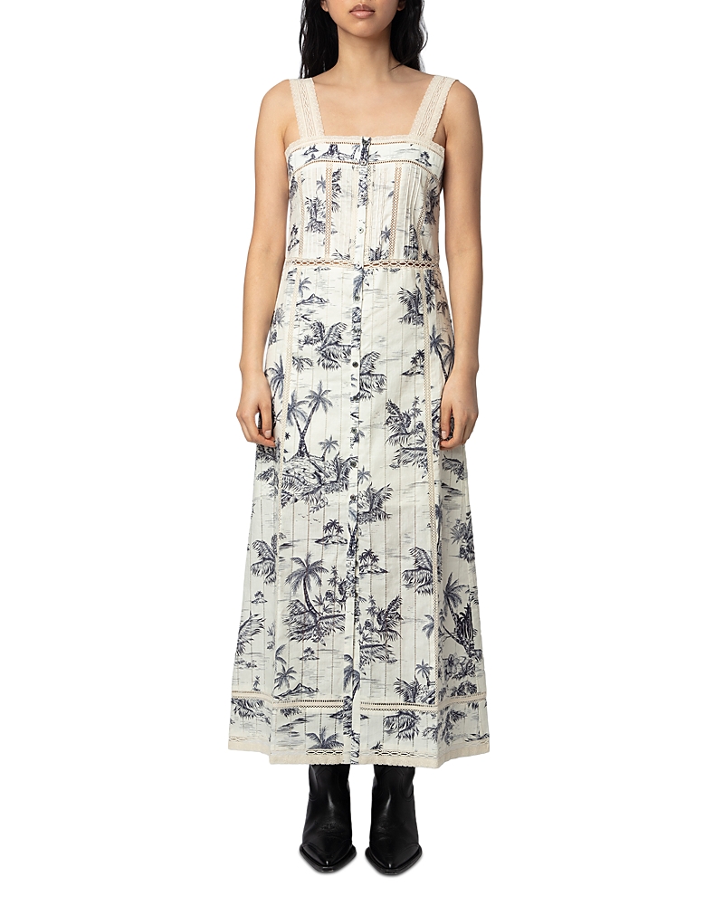 Zadig & Voltaire Womens Renaid Sleeveless Printed Cotton Maxi Dress Ecru