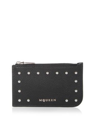 McQueen - Embellished Leather Zip Card Case