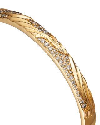 Diamond Textured Bangle Bracelet in 14K Yellow Gold, 0.86 tcw