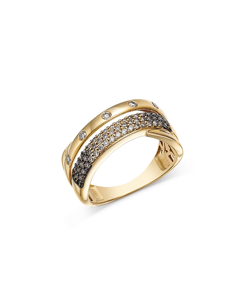 Bloomingdale's Fine Collection Brown Diamond Ombre Two Row Faux Stack Ring In 14k Yellow Gold, 0.46 Ct. T. W.