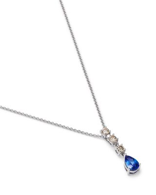 Sapphire & Diamond Linear Pendant Necklace in 14K White Gold, 20"
