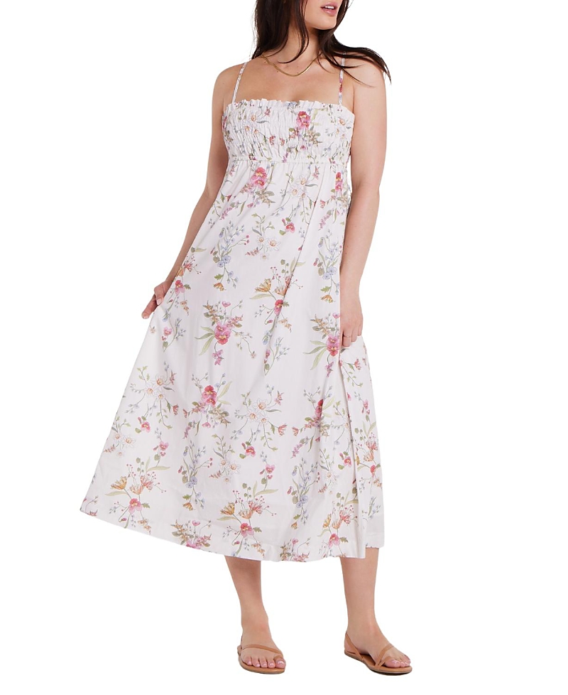 Hermoza Margot Midi Dress In White Meadow