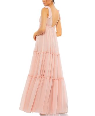 Tiered V-Neck Plunging Maxi Dress
