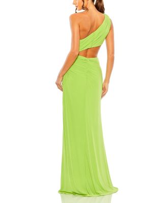 Cut Out One Shoulder Ruched Back Gown