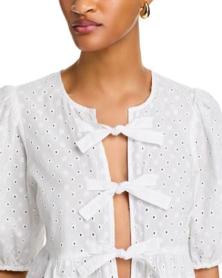 STEVE MADDEN Paula Eyelet Tie Front Top | Bloomingdale's