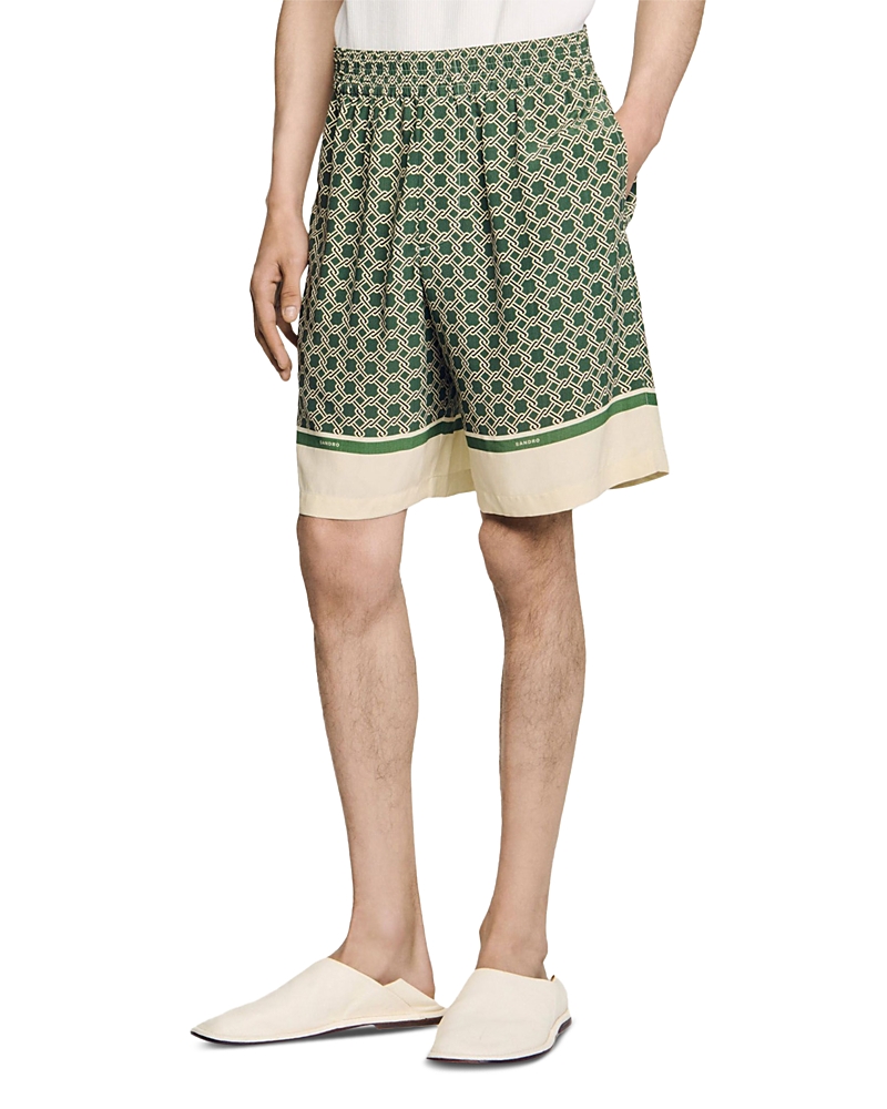 Sandro Patterned Floaty Bermuda Shorts In Super Green