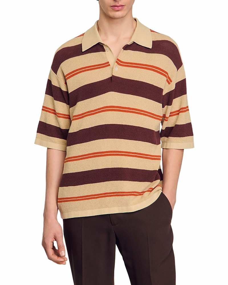 Sandro Stripy Knit Polo Shirt