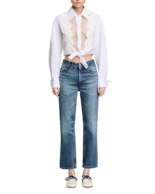 Faded High Rise Jeans in Blue Jean