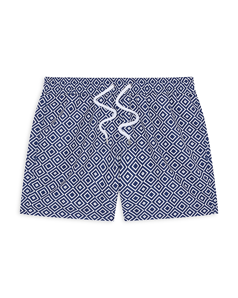 Frescobol Carioca Rio Printed Drawstring 4.5 Swim Shorts In Navy