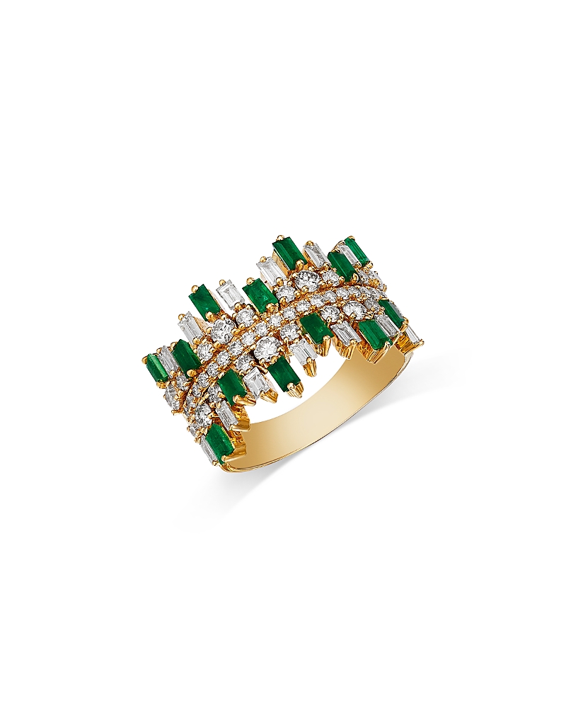 Bloomingdale's Fine Collection Emerald & Diamond Statement Ring In 14k Yellow Gold