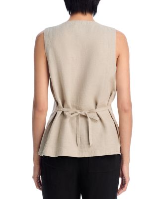 Linen Round Neck Long Vest