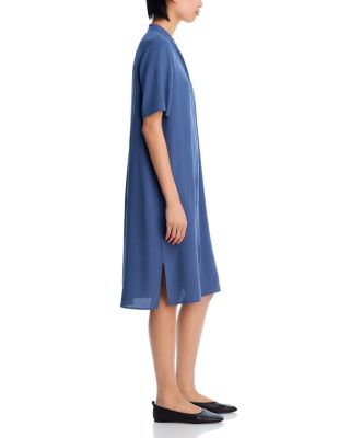 Silk Mandarin Collar Shirtdress