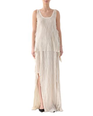 Bicolor Pleated Asymmetrical Maxi Skirt